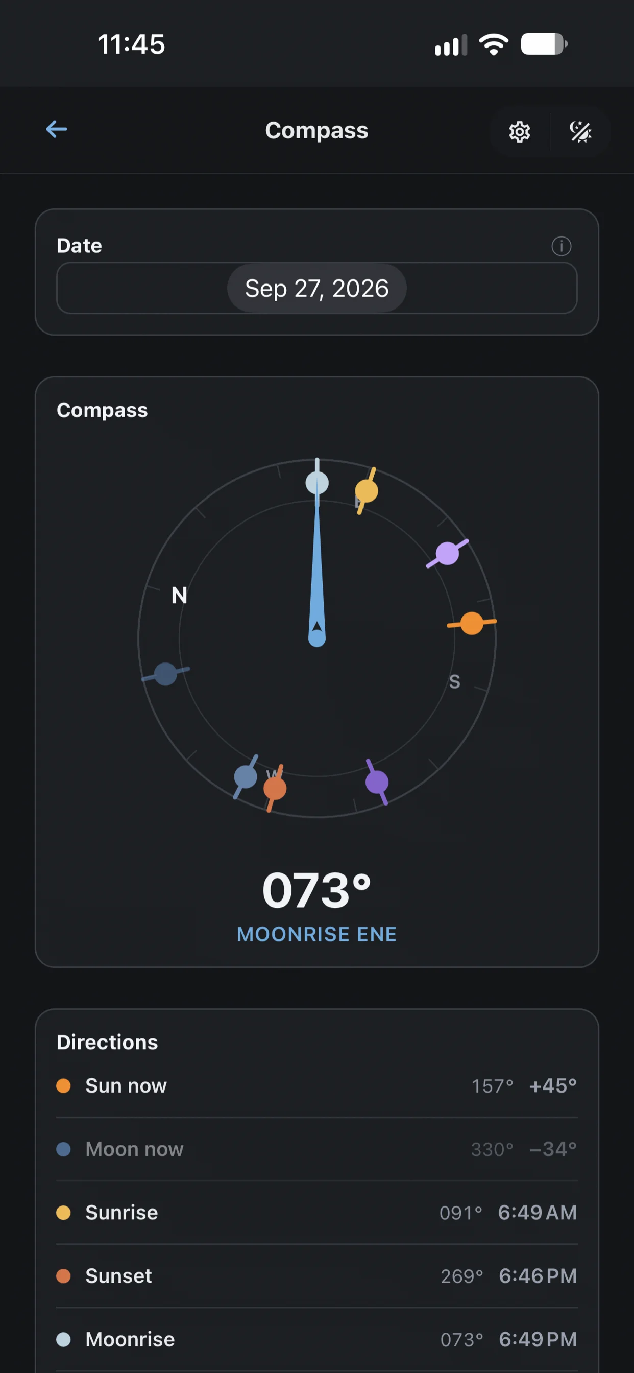Compass screen in Shutter Speed
