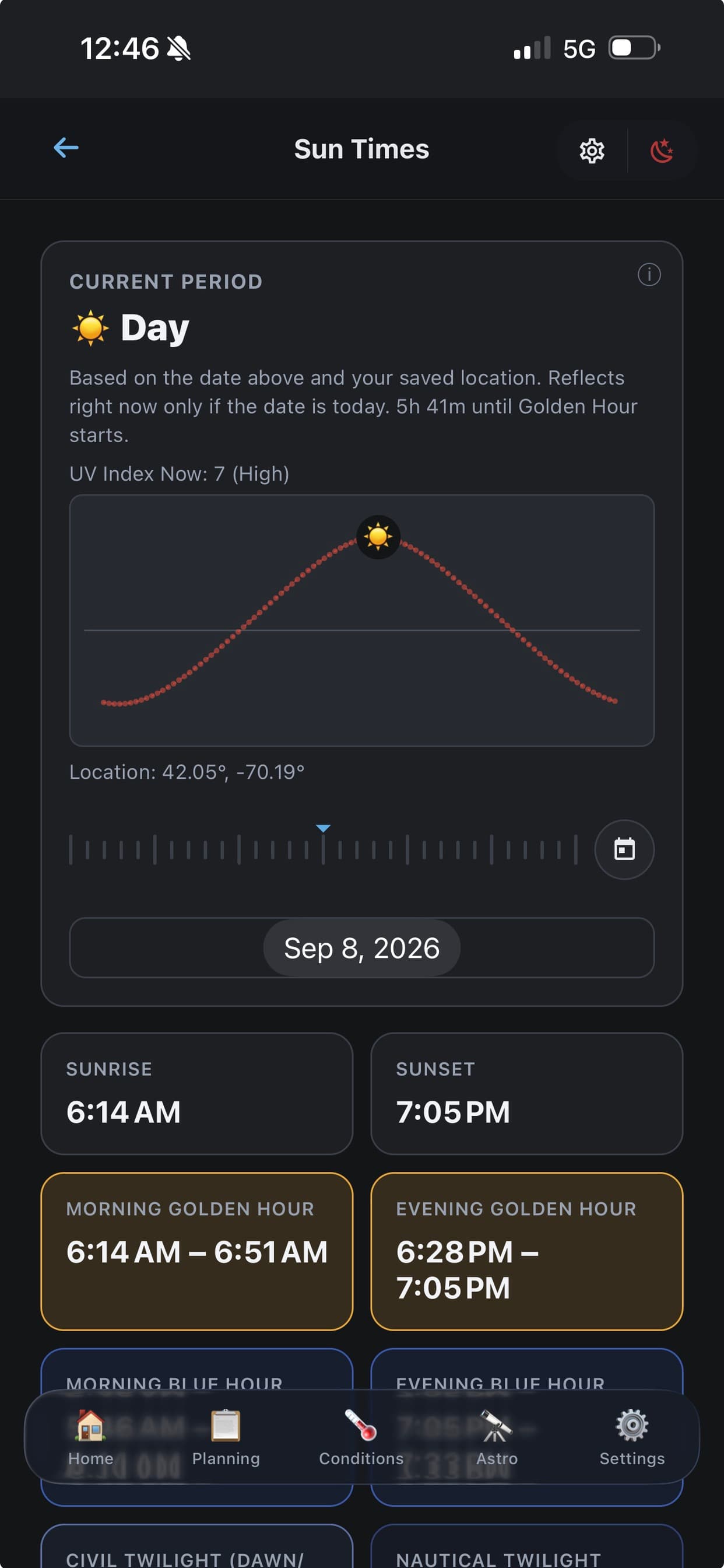 Light Conditions screen in Shutter Speed